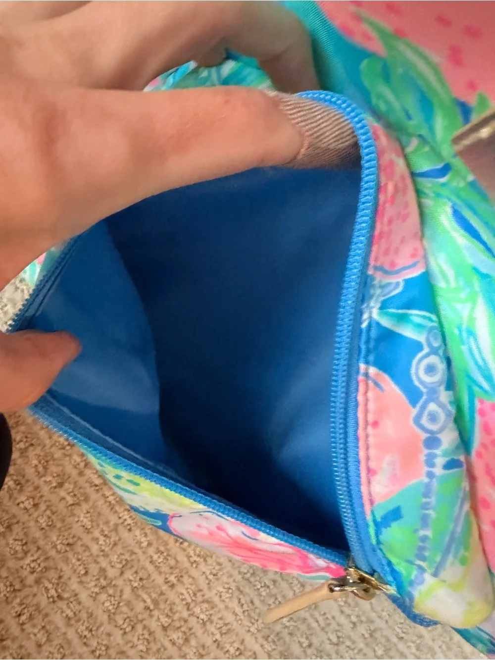 Lilly Pulitzer Swizzle In Tropical Floral Backpack Blue Pink Pineapple Hibiscus